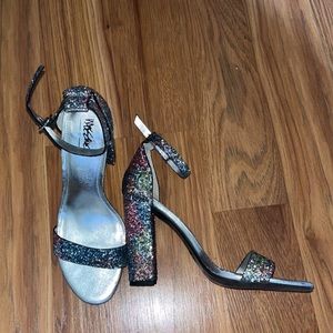 Multicolor glitter ankle strap heels… worn a few times